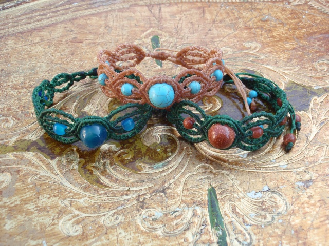 Macramé Bracelets with semi-precious beads
