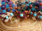 Macramé-Cavandoli bracelets with semi-precious beads